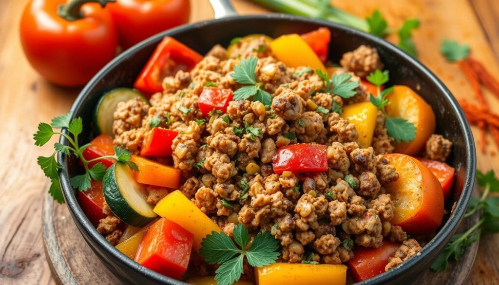 One Pot Turkish Style Ground Turkey Skillet