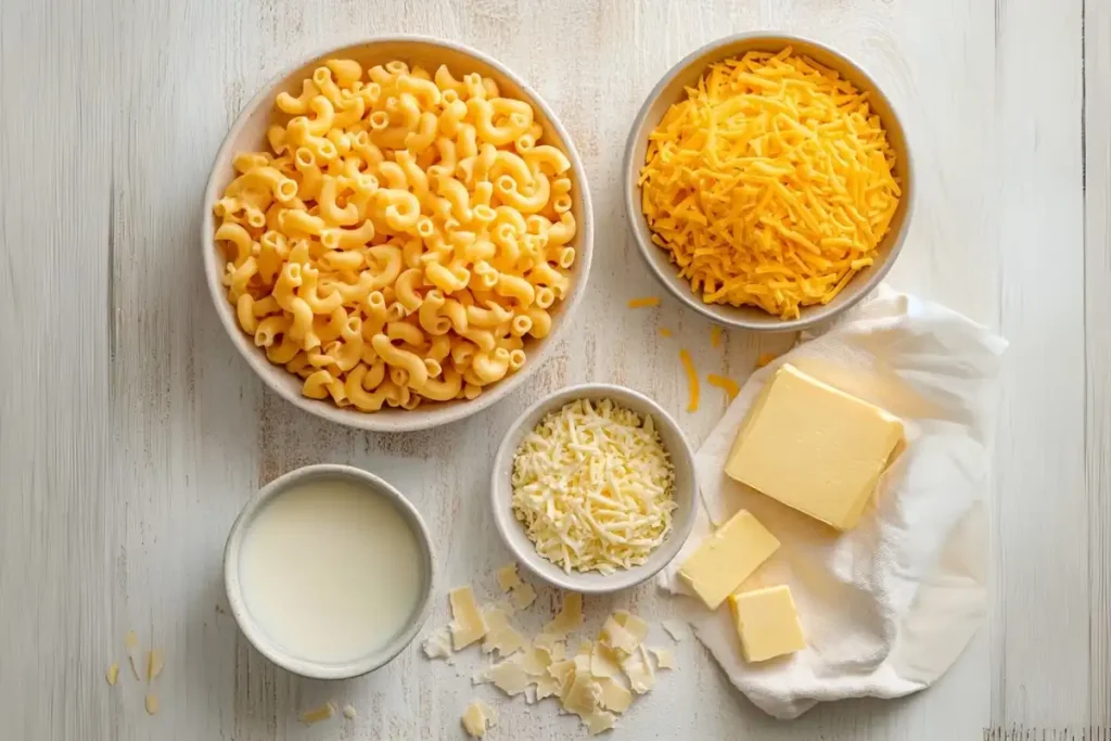 Macaroni and cheese ingredients 