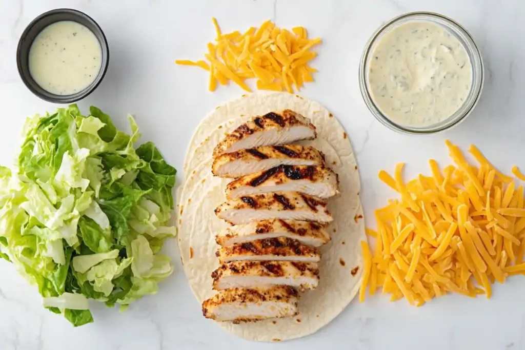 Ingredients for grilled chicken wraps