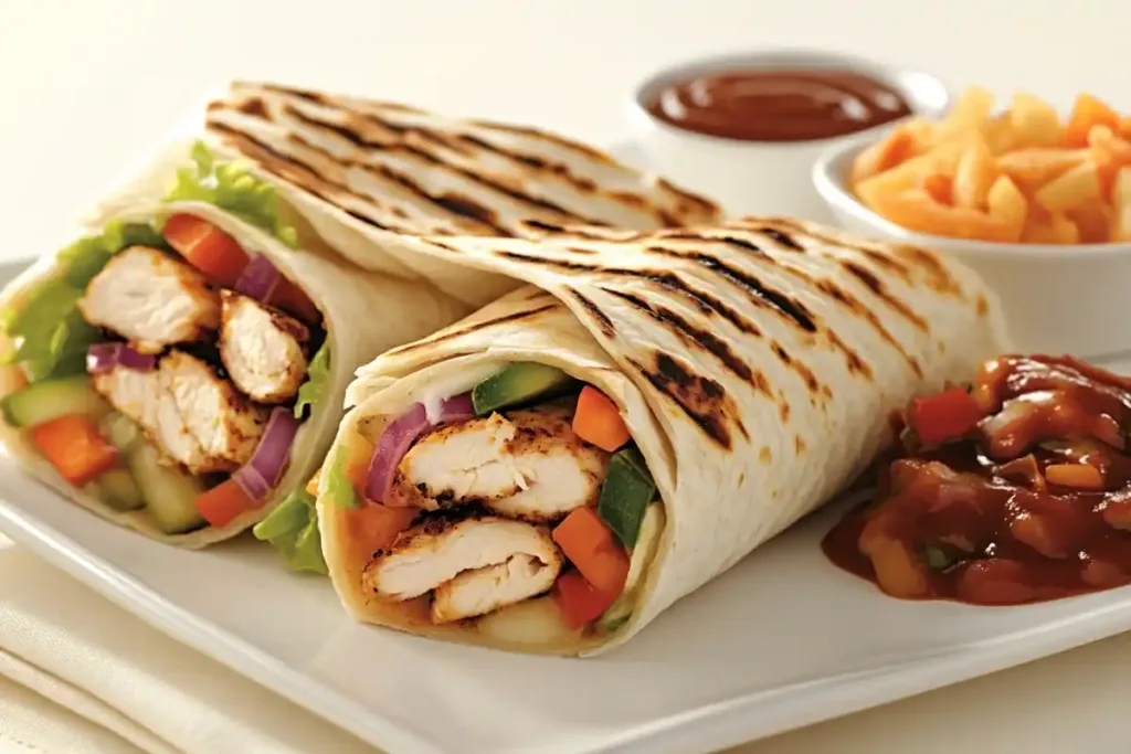 Grilled chicken wraps on a plate