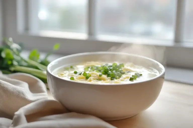 Egg drop soup in bowl