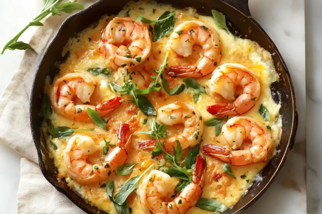 Seafood and cheese dish. 