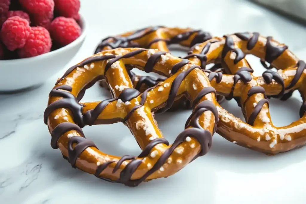 Dark chocolate-coated pretzels