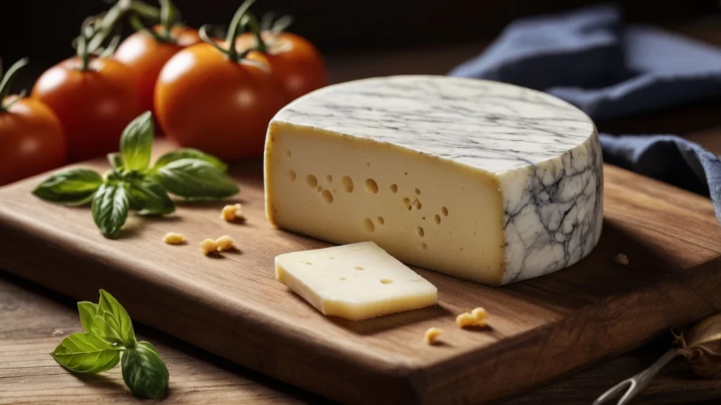 Fresh halloumi cheese on a wooden board