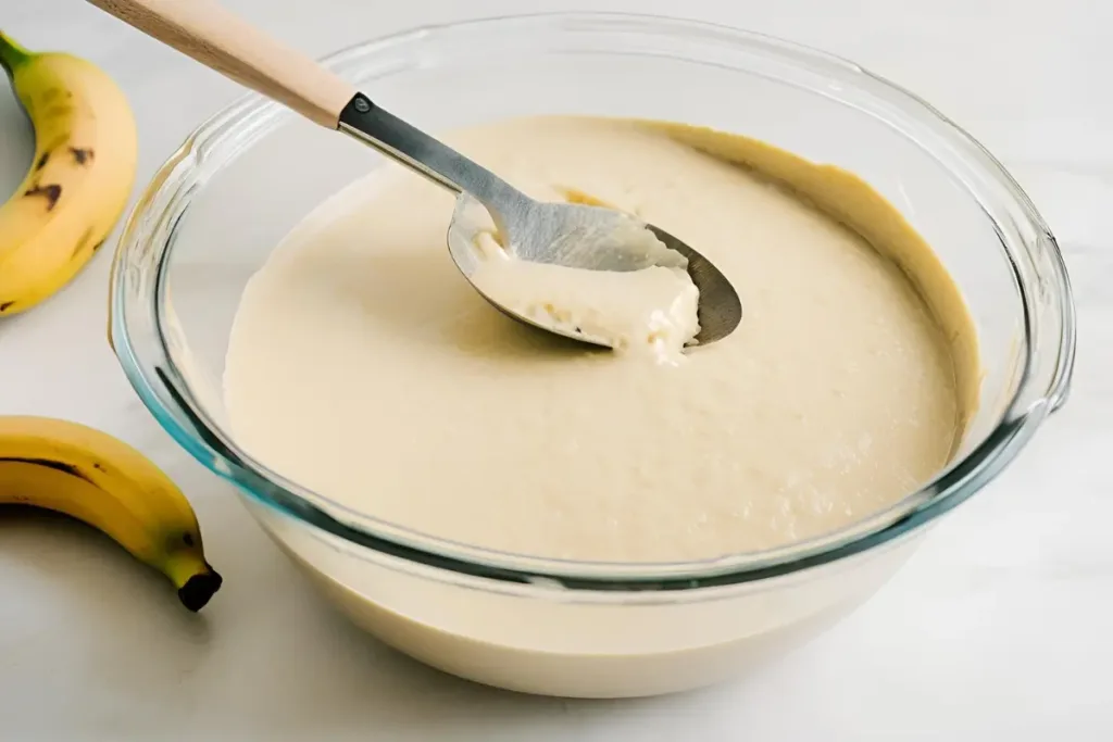 Batter being mixed in a bowl