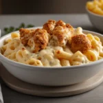 Close up of Chick-fil-A mac and cheese with chicken