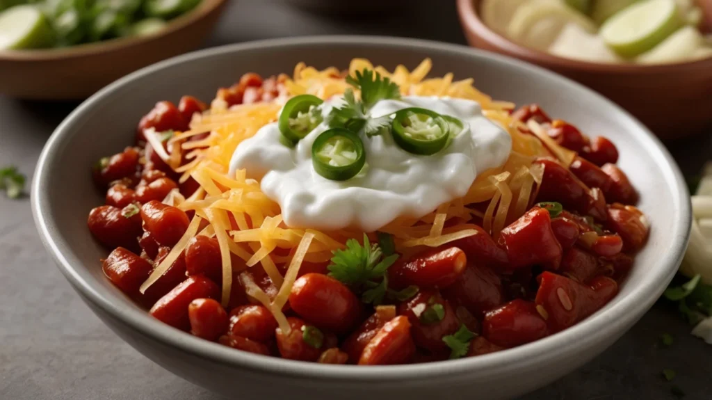 Garnished red chili bowl