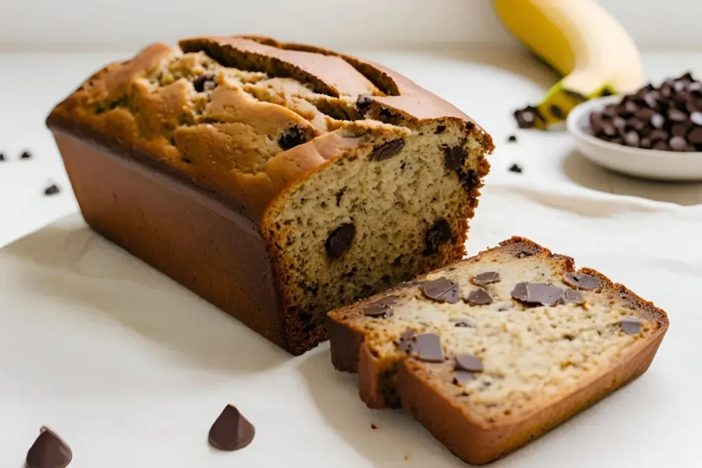 Chocolate chip loaf with a golden crust