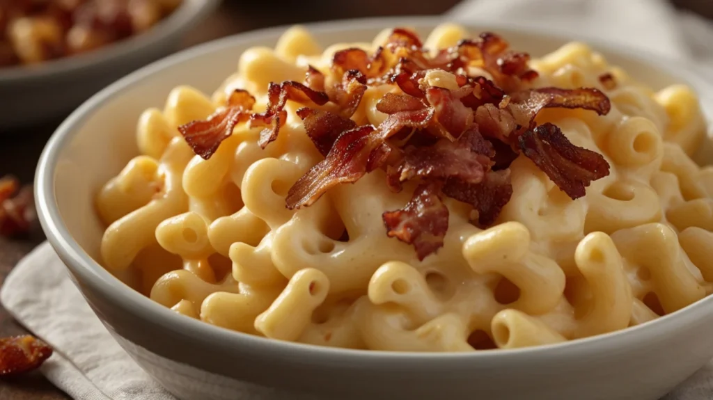 Creamy mac and cheese with bacon