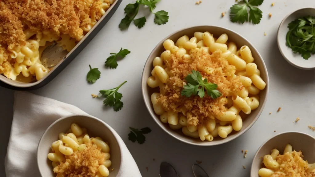 Mac and cheese with a variety of toppings