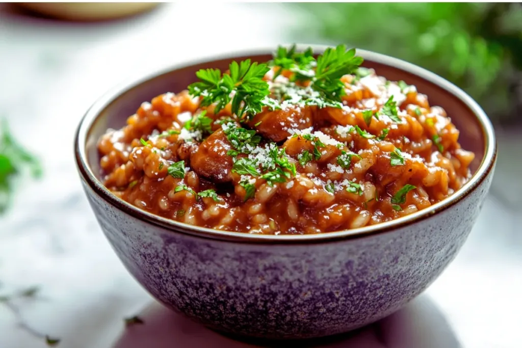 Mushroom risotto with creamy texture