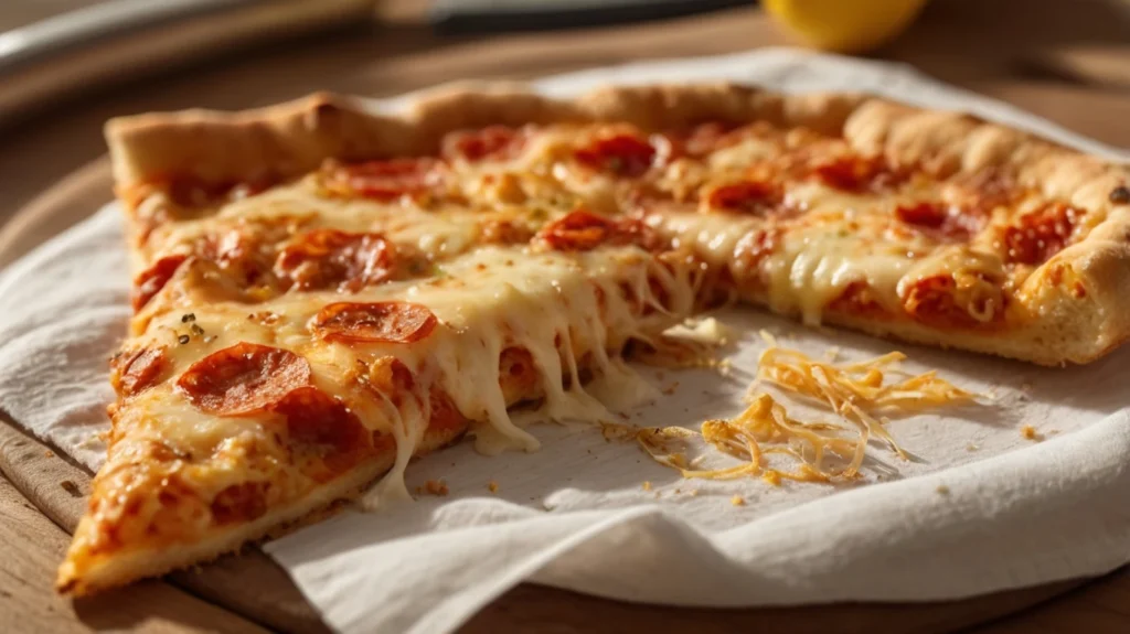 Close up of crispy air fried pizza