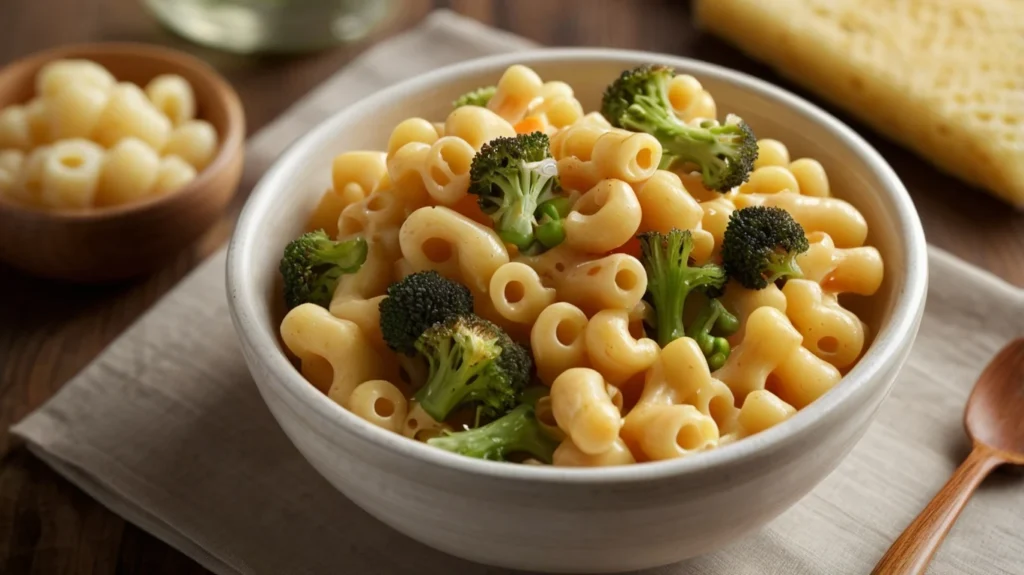 Mac and cheese with vegetables and whole grains