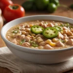 Bowl of thick white turkey chili