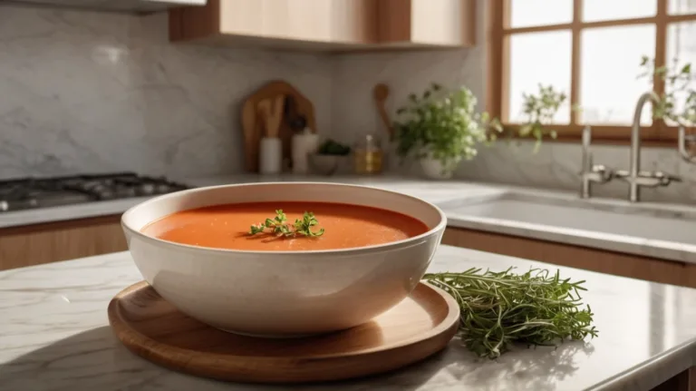 Rich soup in a clean kitchen