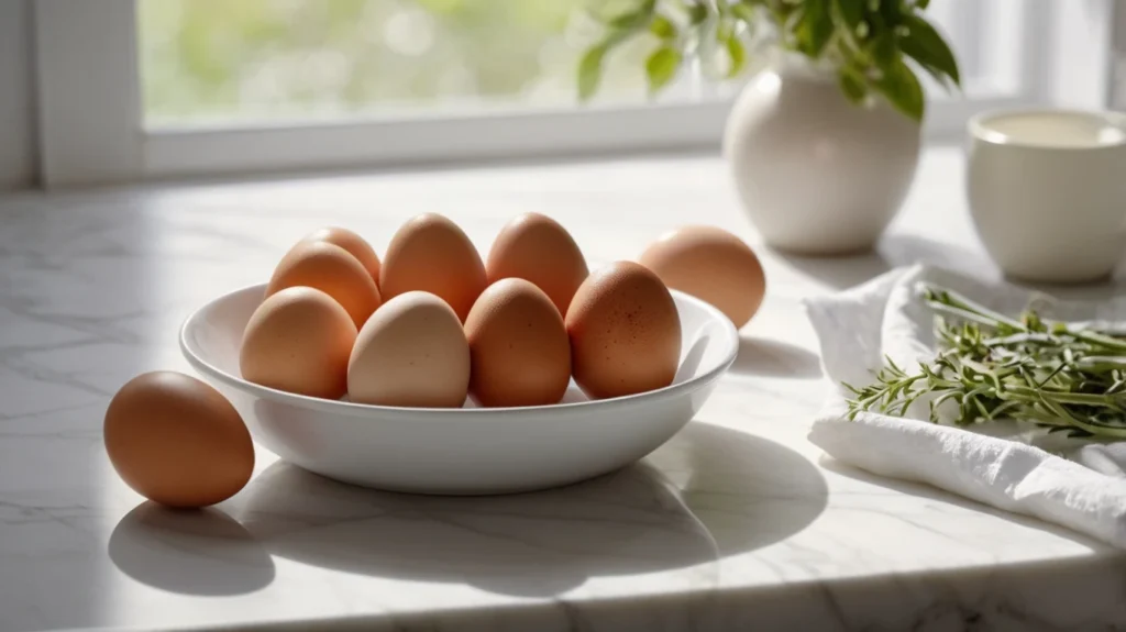 Adding fresh herbs to eggs