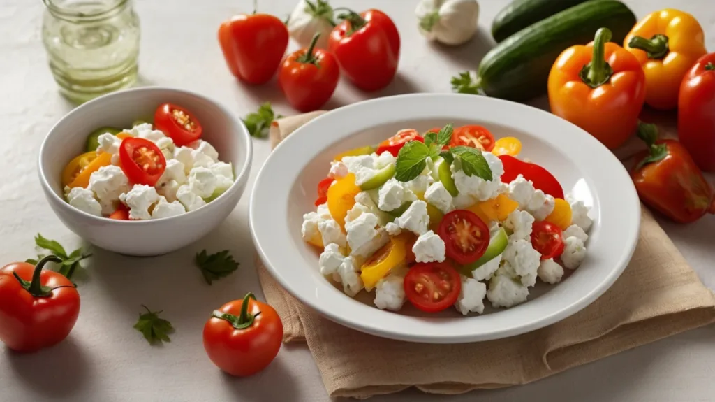 Cottage cheese with fresh vegetables