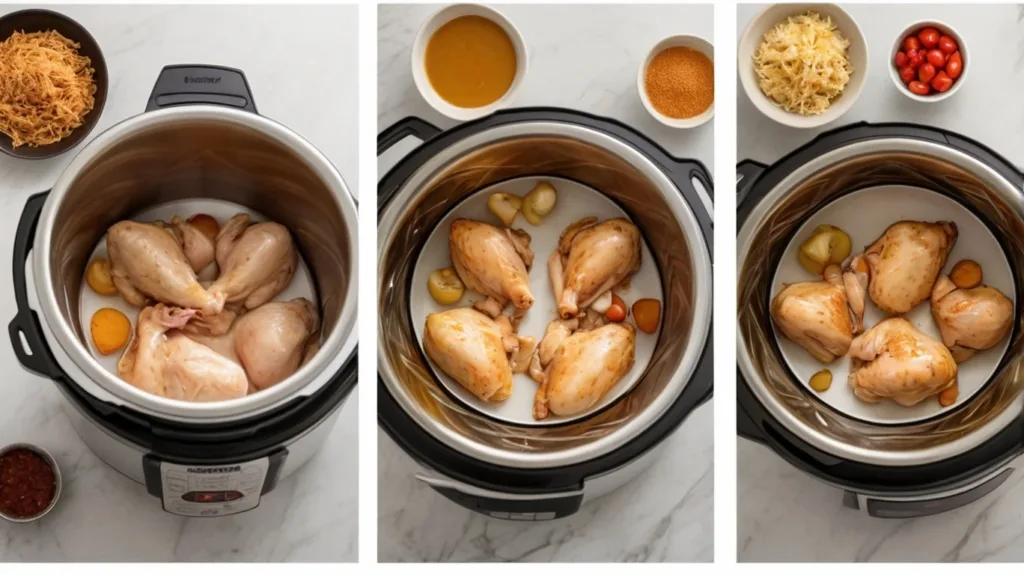 Instant Pot recipes, Step-by-step process of cooking chicken in an Instant Pot