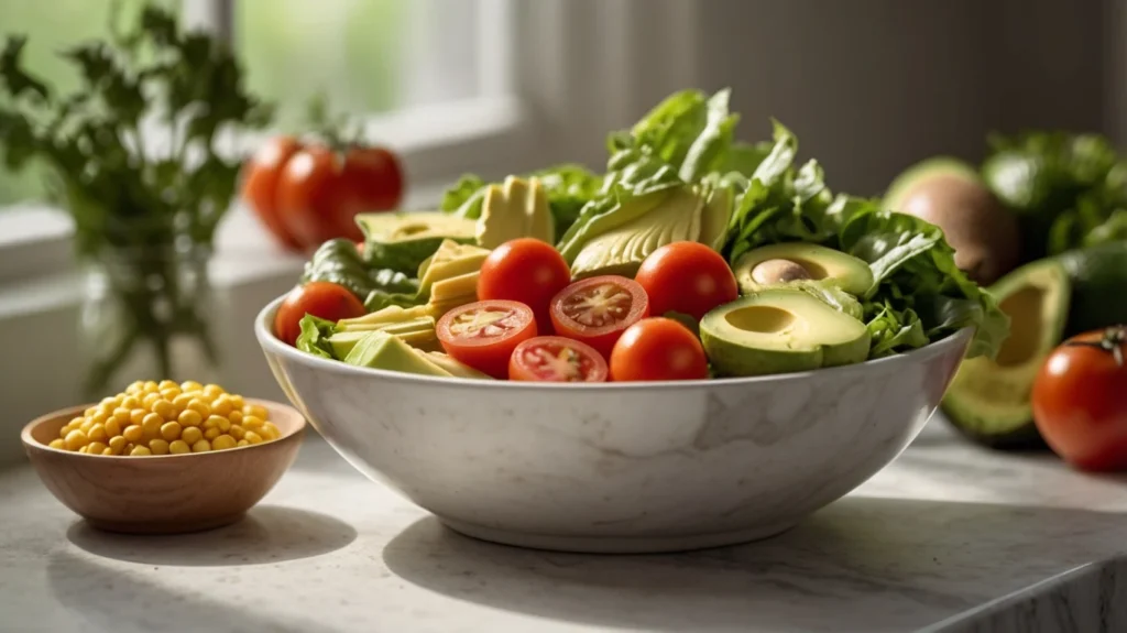 Fresh Mexican salad ingredients