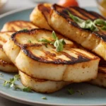 Grilled Halloumi cheese close-up