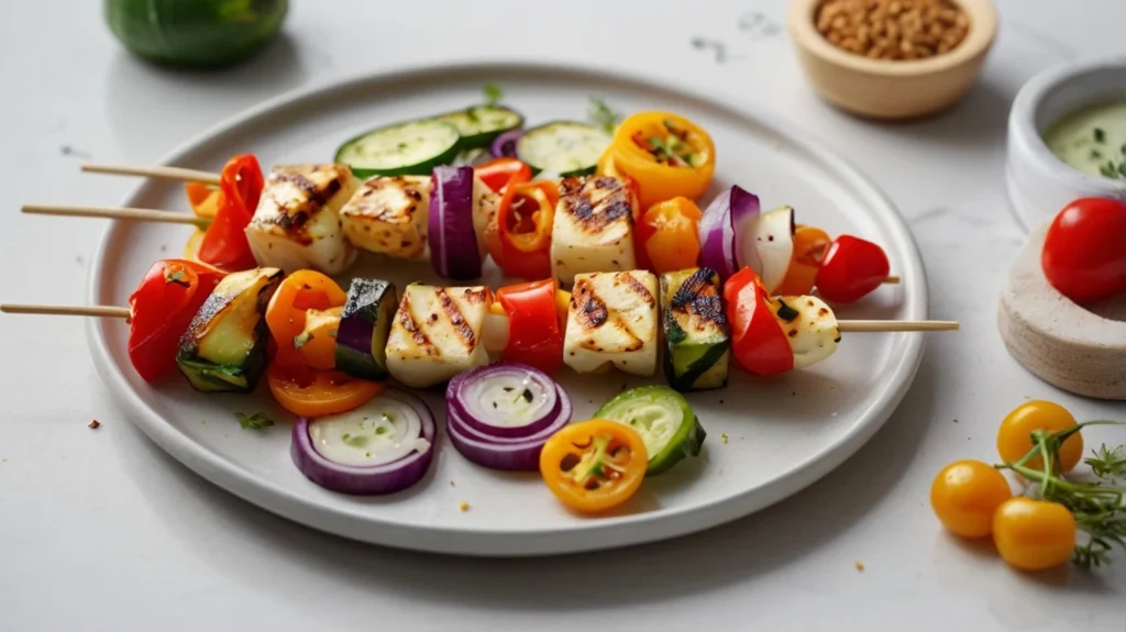 Grilled halloumi skewers