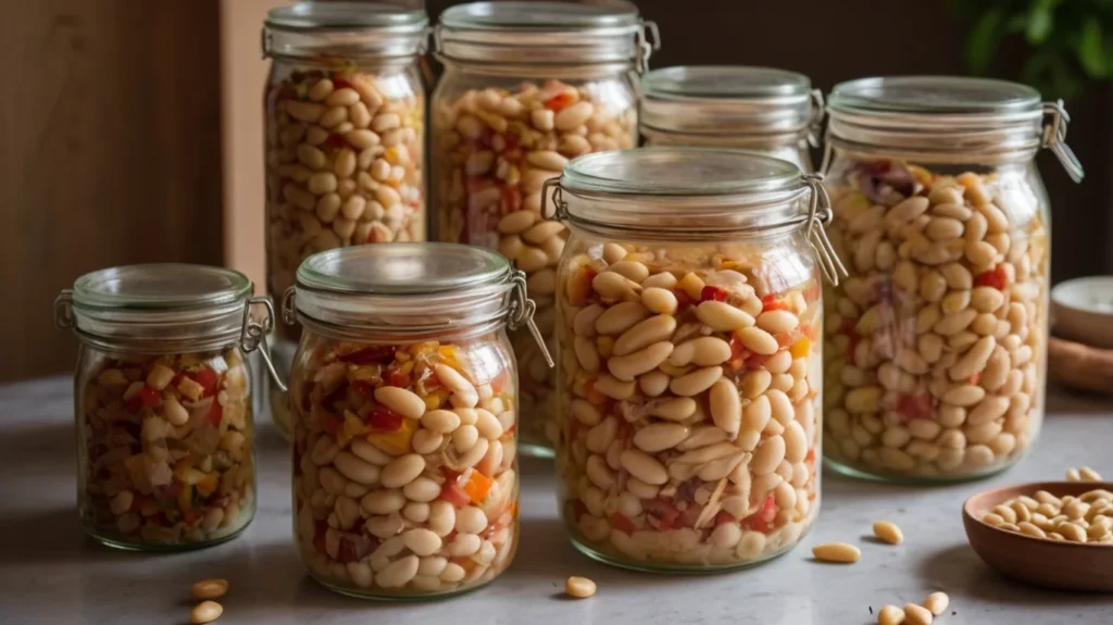 White Bean Turkey Chili in Glass Containers