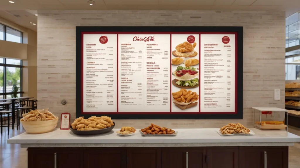 Chick-fil-A menu board, no chicken salad.