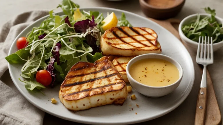 Grilled halloumi cheese on a plate