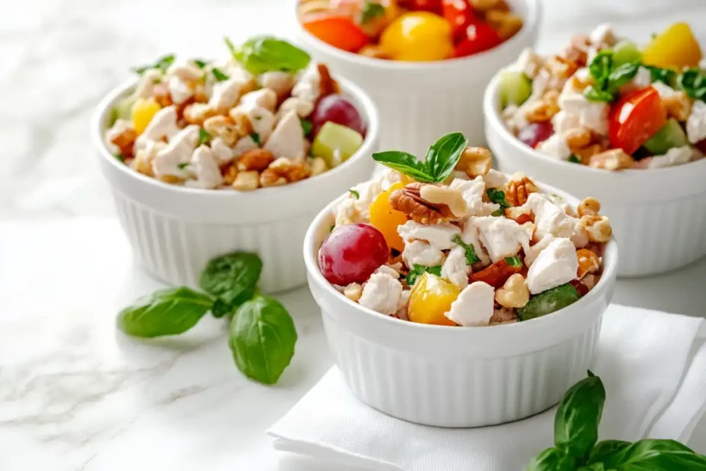 Assortment of chicken salad varieties