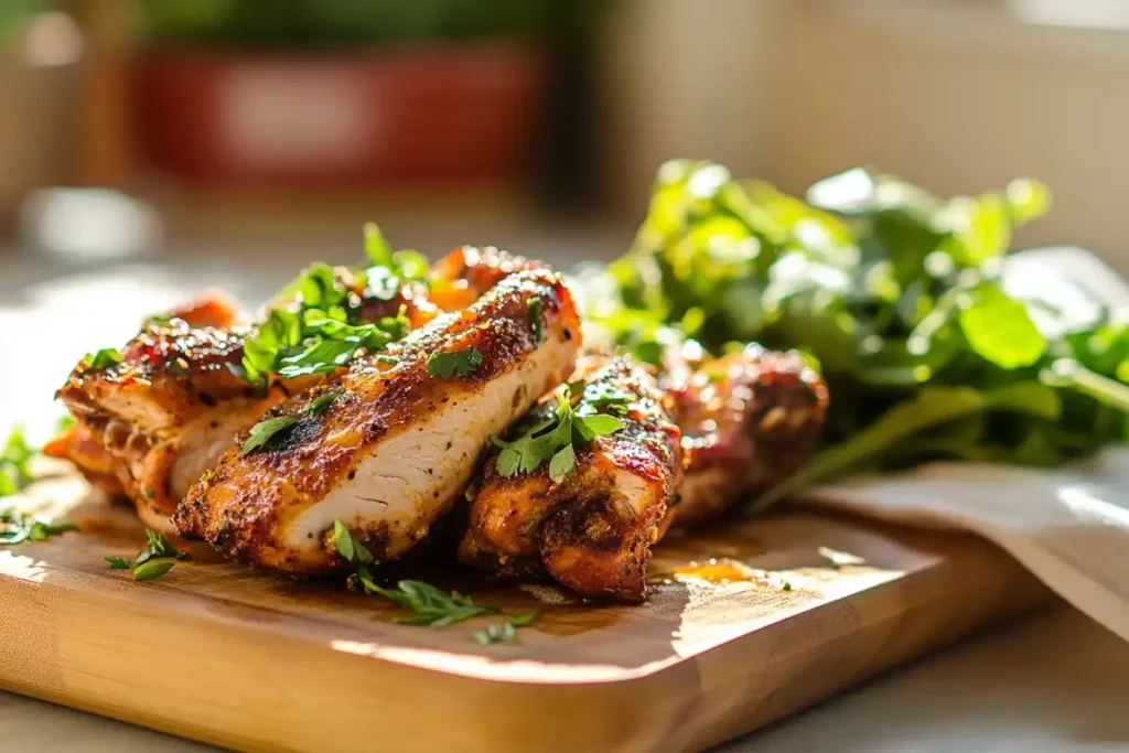 Close-up of chicken salad ingredients