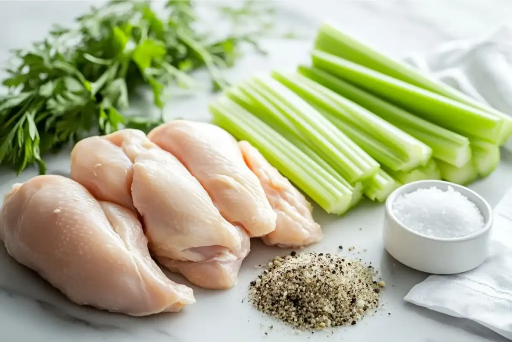 Homemade chicken salad ingredients