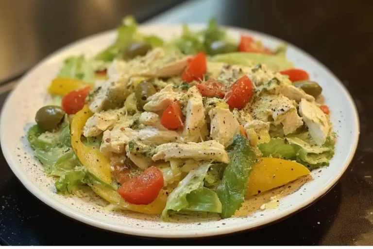 Vibrant salad with soaked dressing and veggies