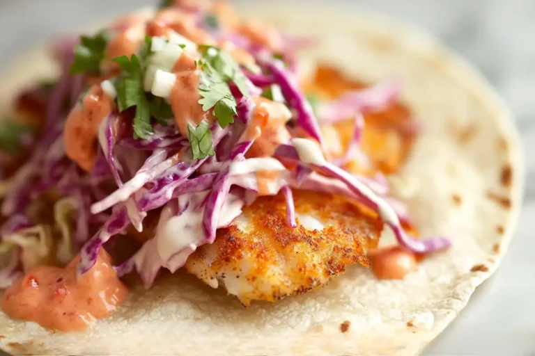 Delicious fish tacos with toppings