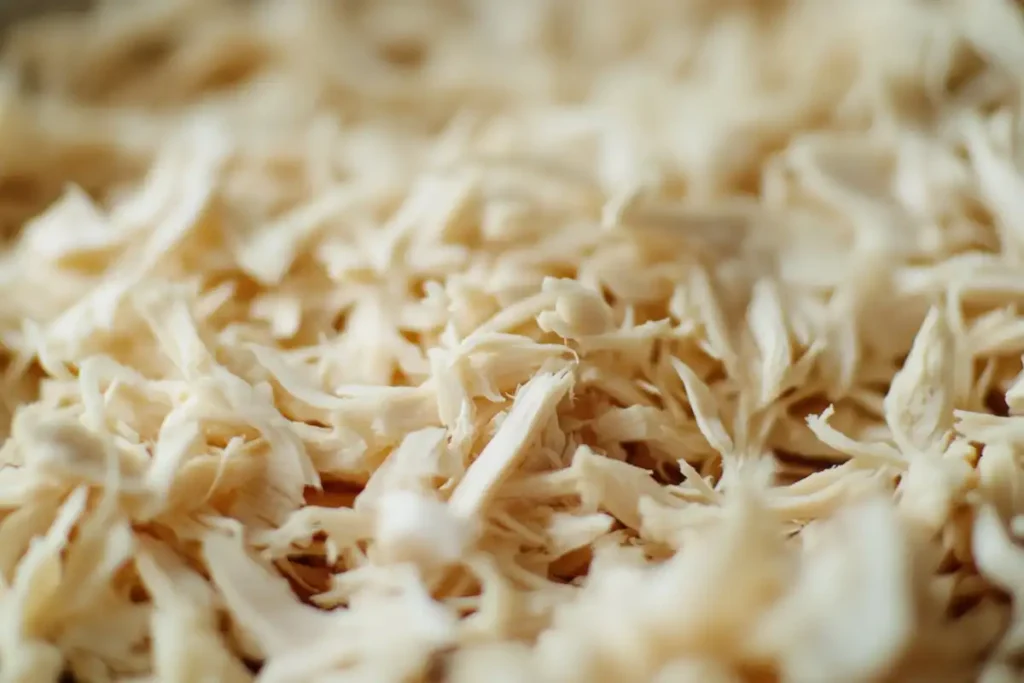 Shredded chicken for a chicken salad recipe