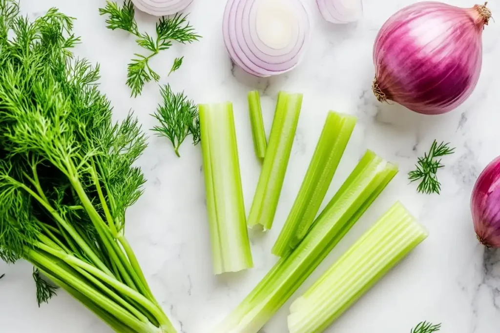 Vegetables for a tasty chicken salad