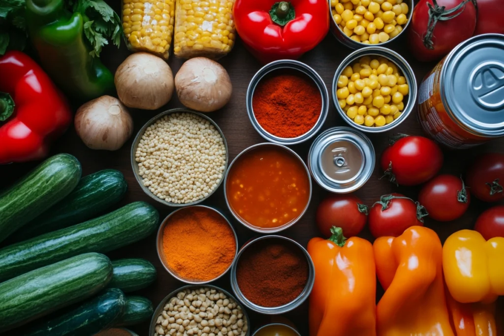 Ingredients for easy taco soup.