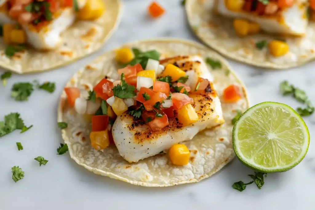 Halibut fish taco