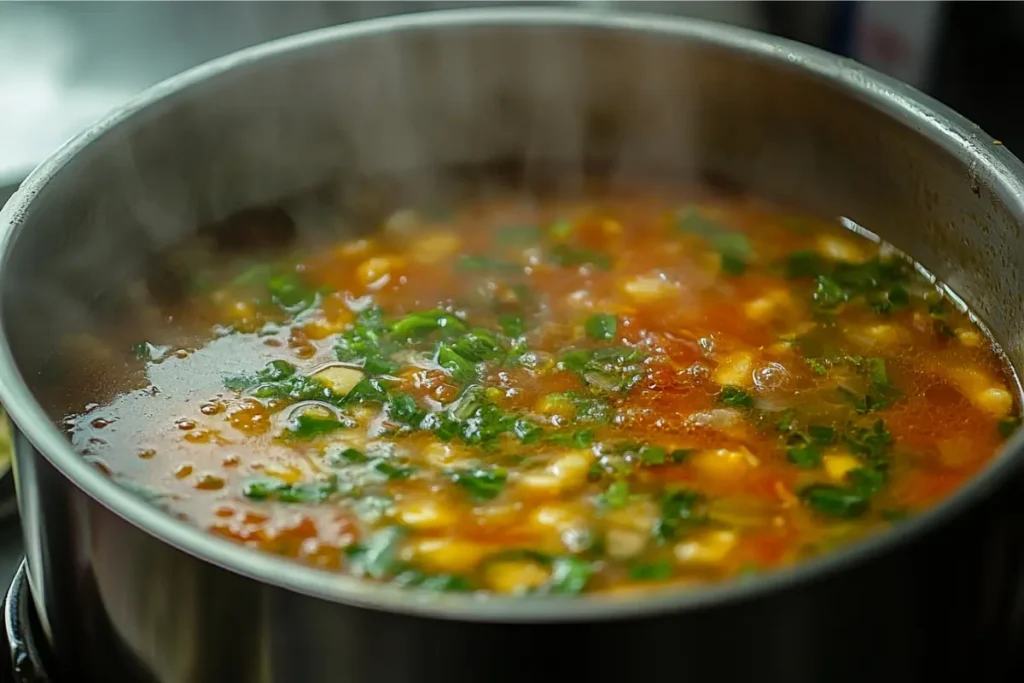 6 ingredient taco soup in a pot