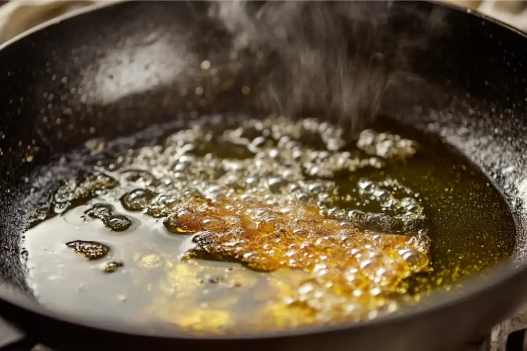 Fish frying in avocado oil