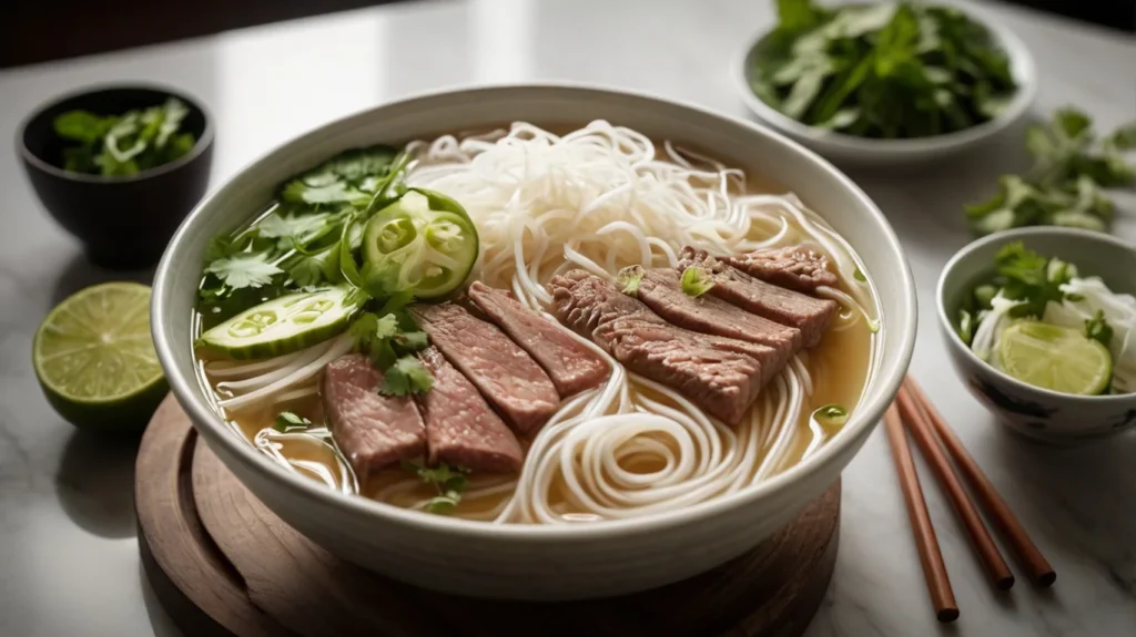 Vietnamese Pho, a fragrant noodle soup