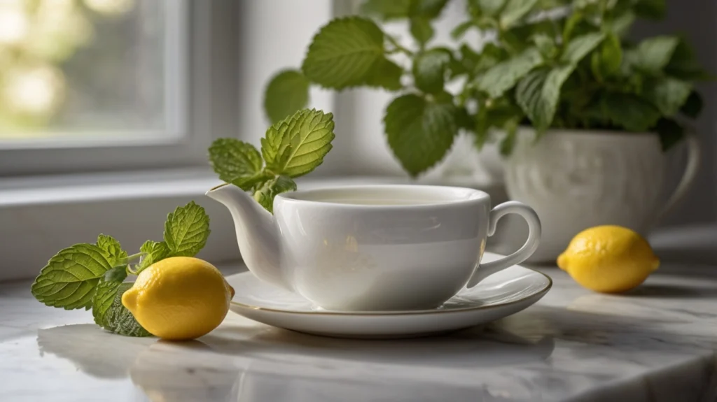 Preparing lemon balm tea