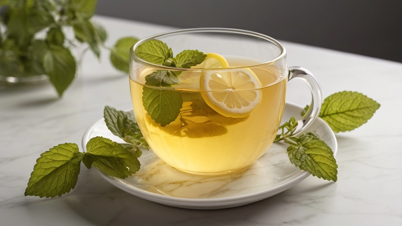 Lemon balm tea with lemon and honey