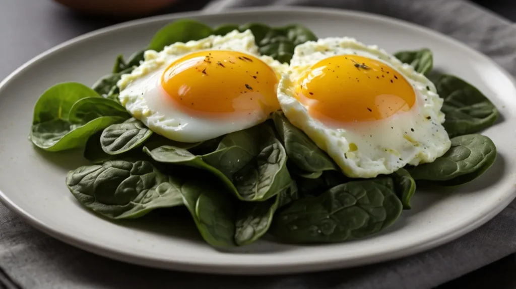 Scrambled eggs with spinach