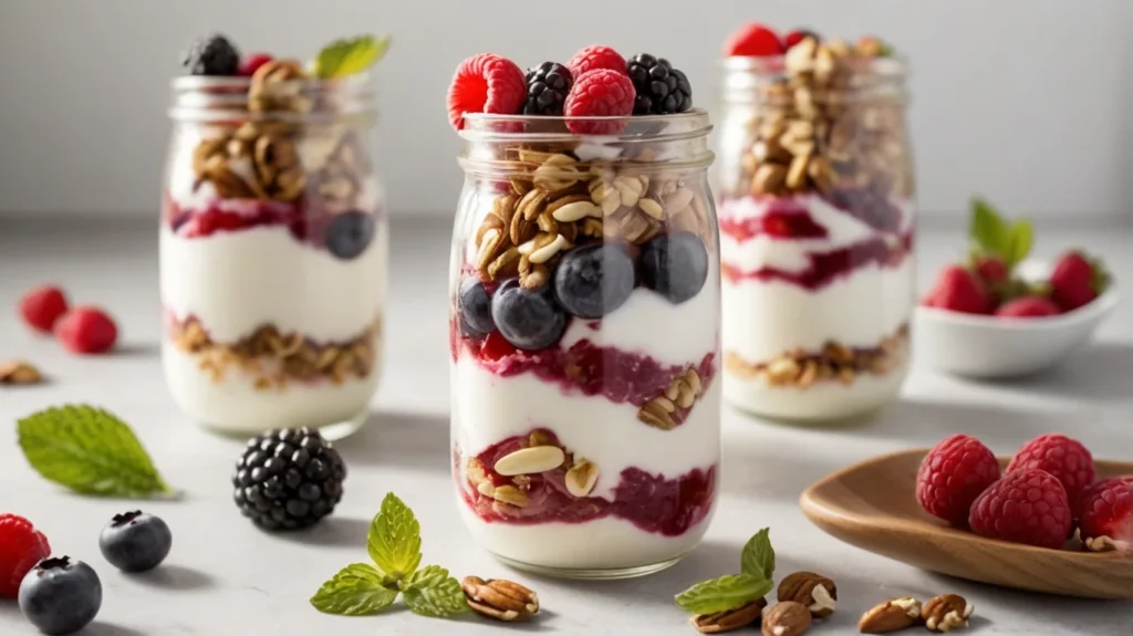 Greek yogurt parfait with berries