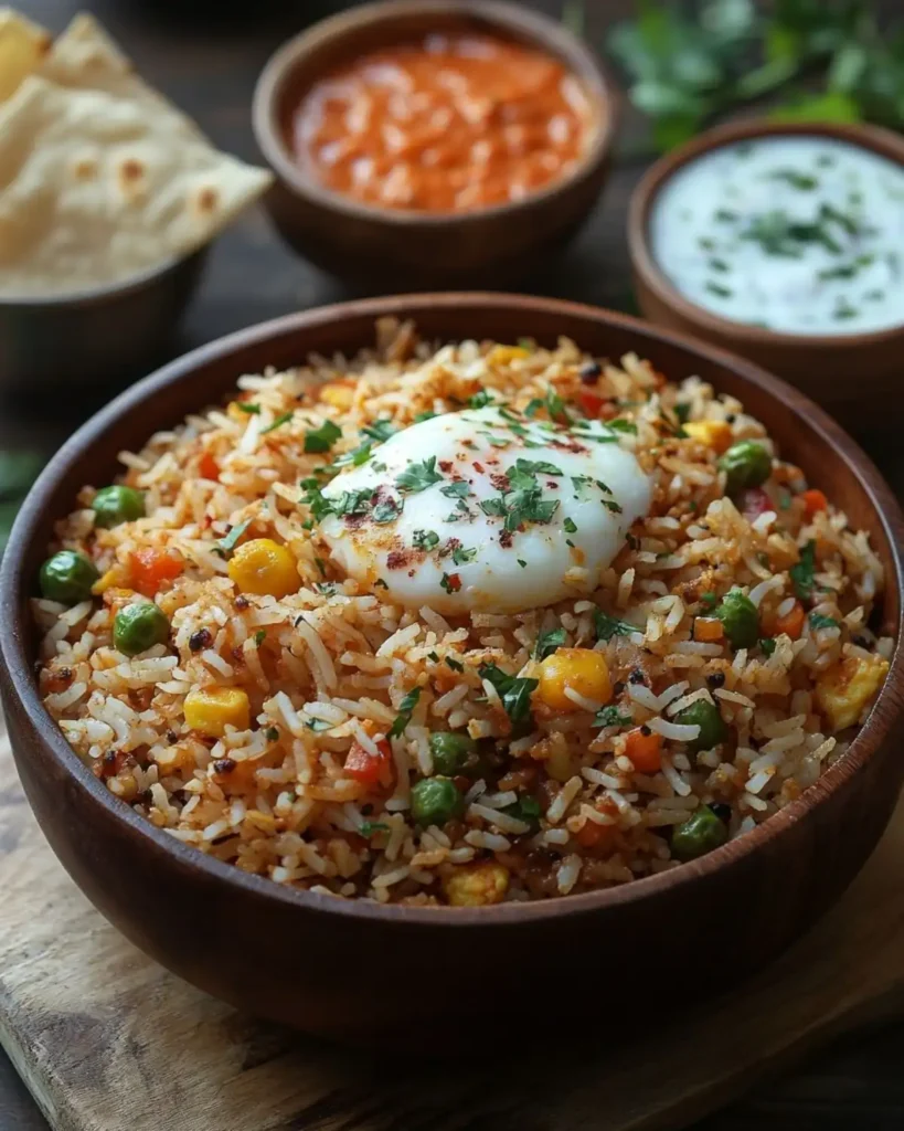 Anjappar Egg Fried Rice with Side Dishes