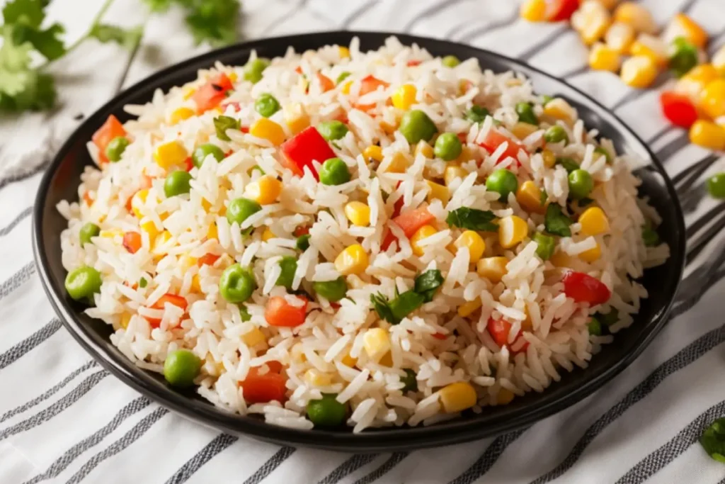 Bowl of fluffy egg fried rice made with perfectly cooked Jasmine rice.