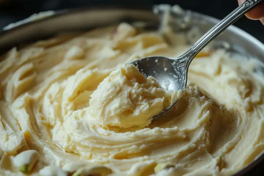 Homemade pistachio butter in a food processor 