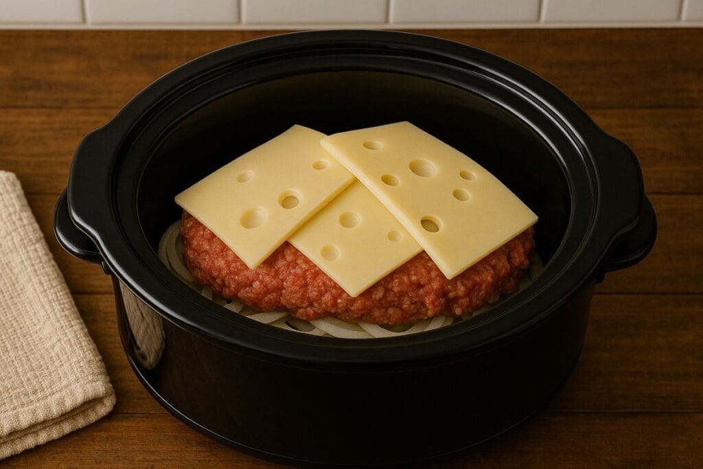 Crockpot French Onion Meatloaf with Swiss Cheese: A Comfort Food Classic Done Right 5 crockpot french onion meatloaf prep step